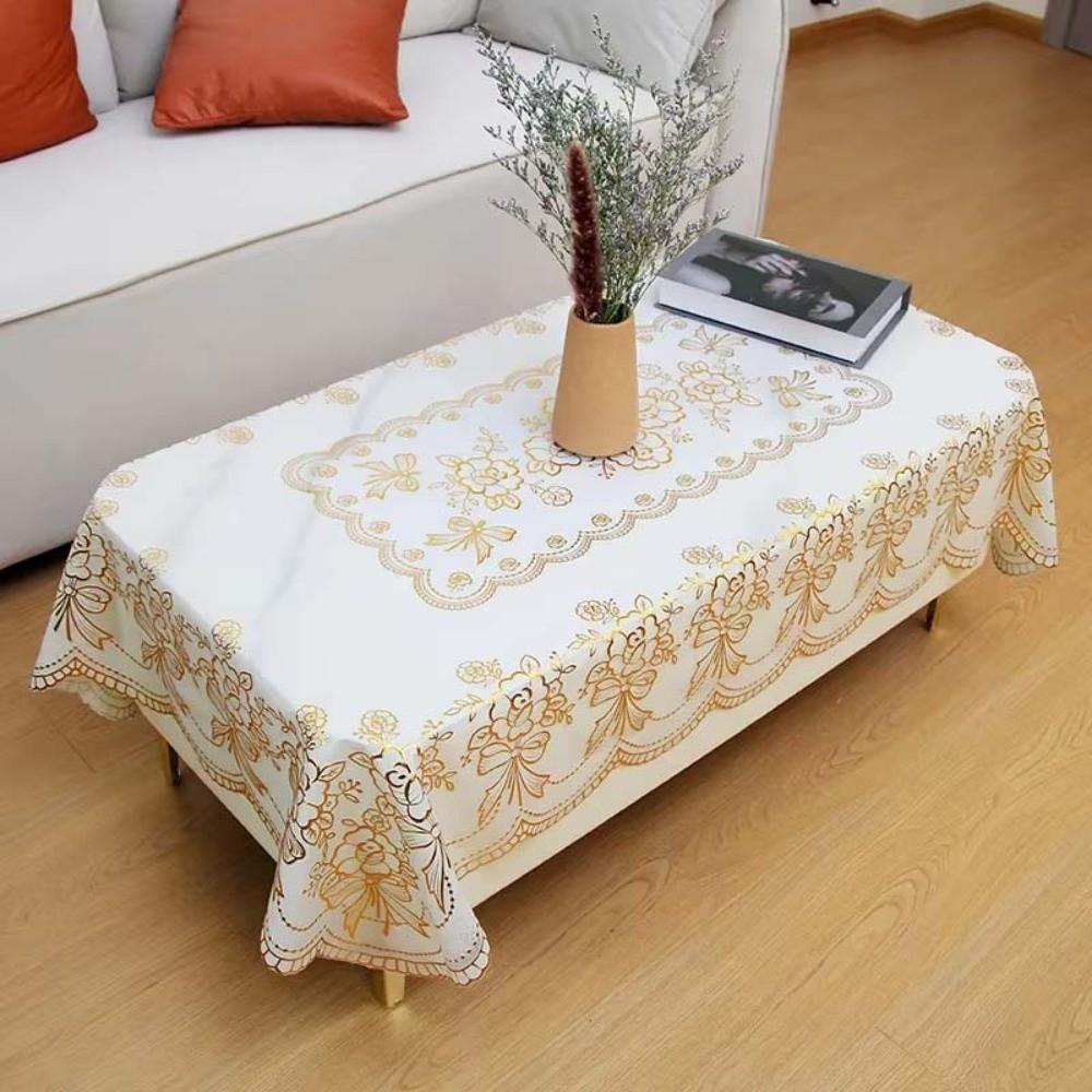 Smooth Table Cover Cloth Rectangular Desk Protection Cover Gold-embossed Tablecloth  Proposal Props