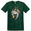 Fierce Wolf Spirit T Shirt with Flames and Energy Graphic Art Tee