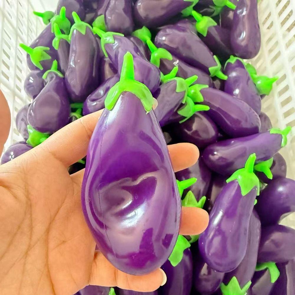 Realistic TPR Fidget Toy Super Soft Eggplant Squeeze Toy Eggplant Squishy Toy Office Desk Toy