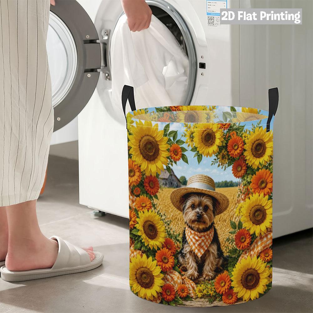 Collapsible Laundry Basket Large Round Waterproof Fabric Hamper Dirty Clothes Storage Bin Toy Organizer with Handles
