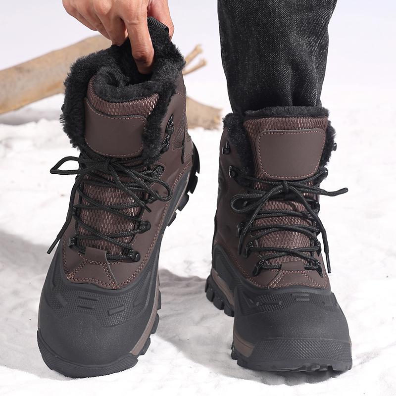 TUINANLE Winter Hiking Boots for Men Outdoor Mountain Climbing Shoes Wear-resistant Camping Trekking Sneakers Plush