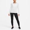 Nike Solid Casual Commuter Sports Round Neck Long Sleeve T-Shirt Women Tops White DD0594-100