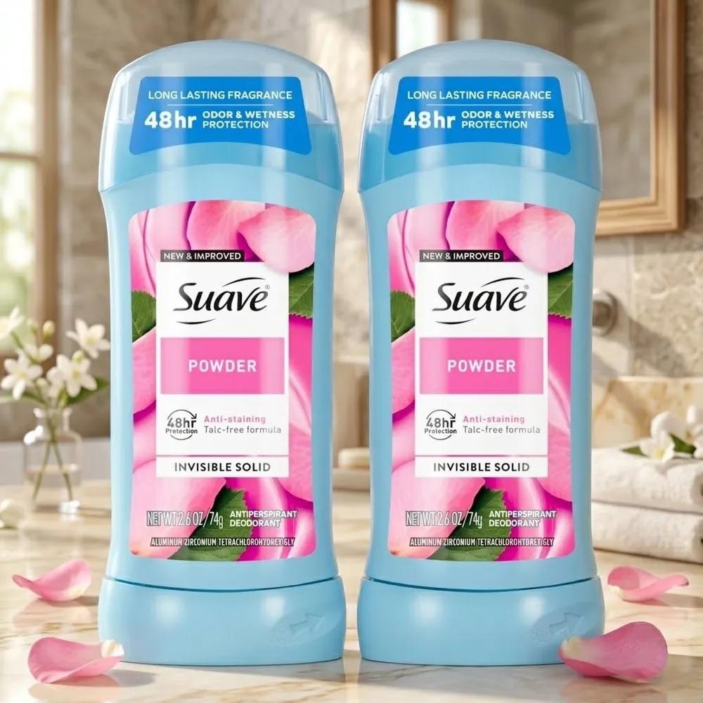 Suave Suave 48-Hour Lasting Deodorant Stick Powder Scent 74g x 2 Packs