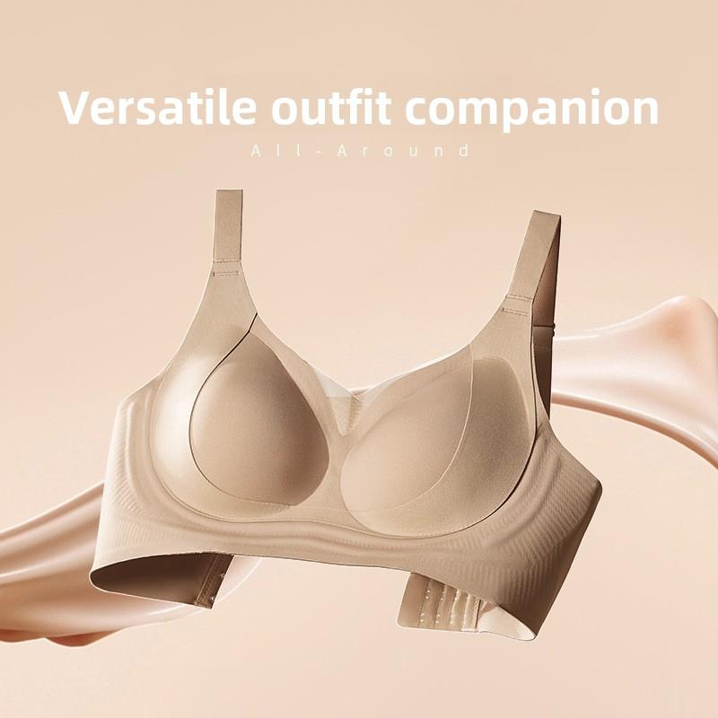 Small V-Neck Soft Support Push Up Bandeau Bra, Wireless Adjustable Side Gathering Shaping Comfort Women's Bra