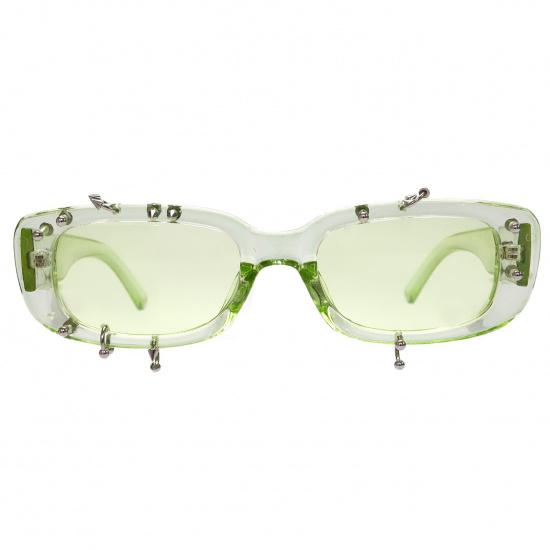 Square Small Frame Sunglasses With Punk Rivets, Jelly-Colored Shades, Fashionable Street Style