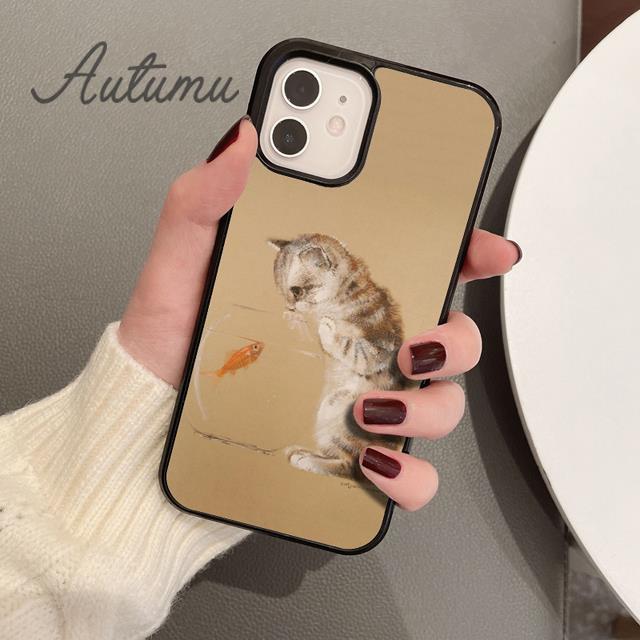 

Cat And Goldfish Phone Case for iPhone 17 Air 15 16 16e 11 12 13 14 Pro Max Plus Cover coque Fundas Shell iPhone 13