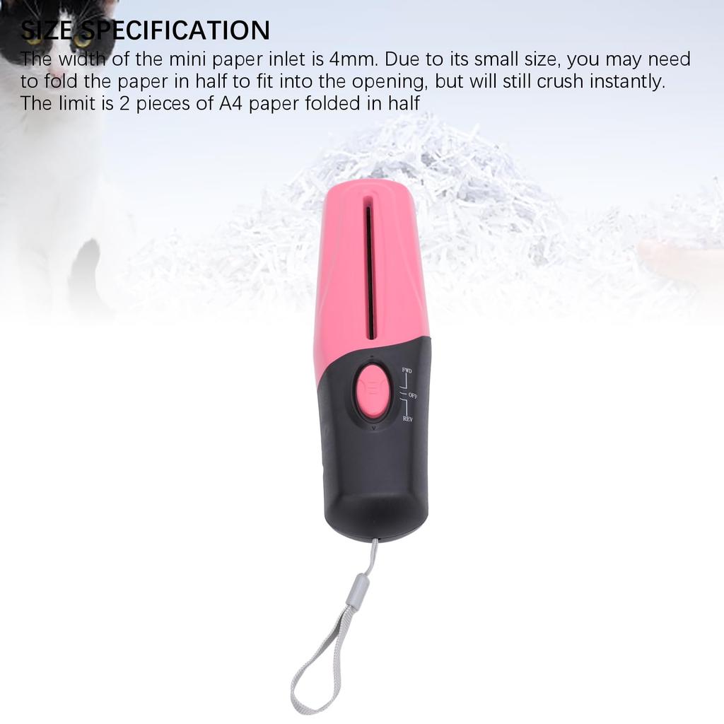 Portable Handheld Mini Shredder, USB Document Cutter, Stripping Machine for Office and Home Use, Ideal for Bills and Receipts, Pink