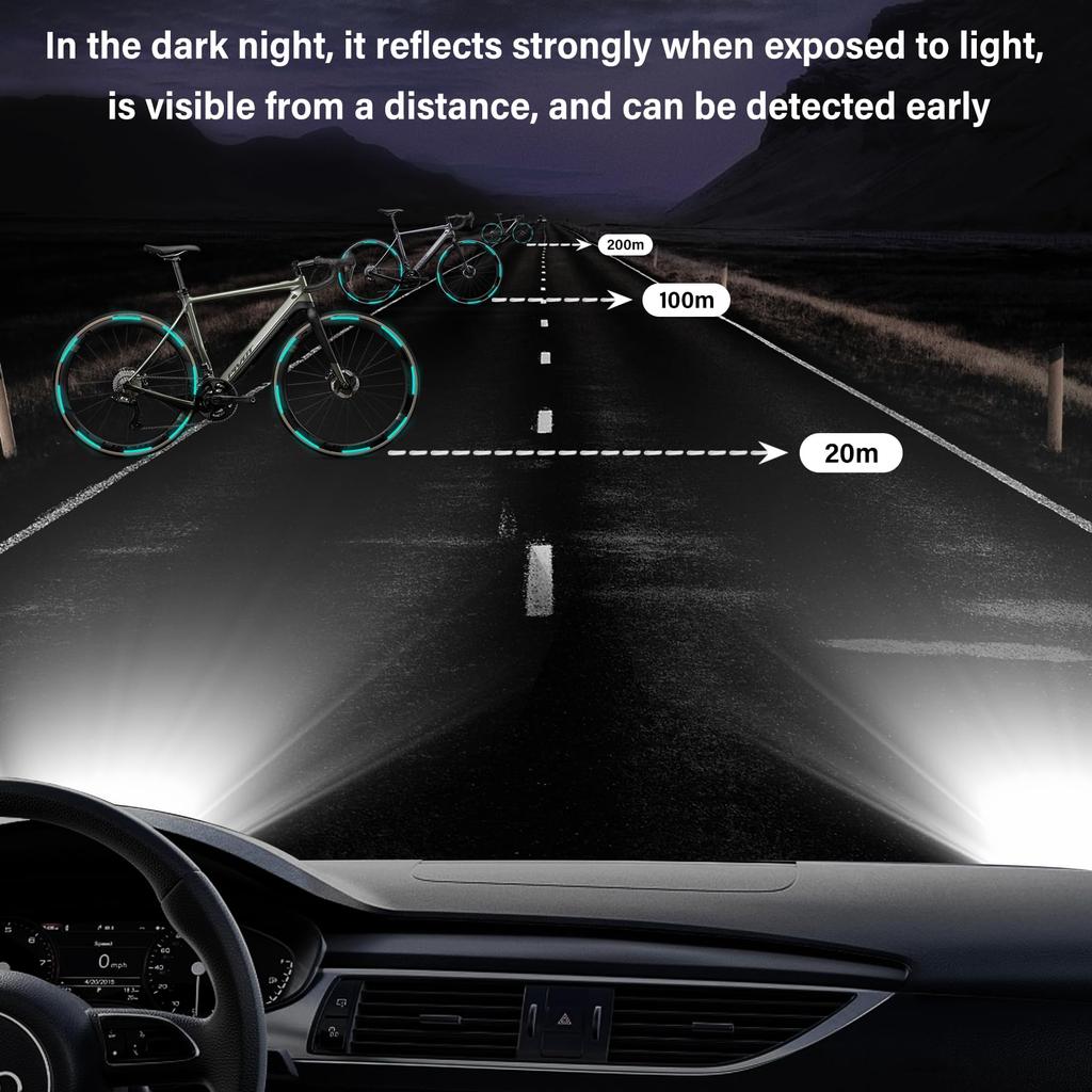 EKIND 20 Pcs Reflective Wheel Stickers Night Colorful - Waterproof Heat Resistant Scratch Resistant