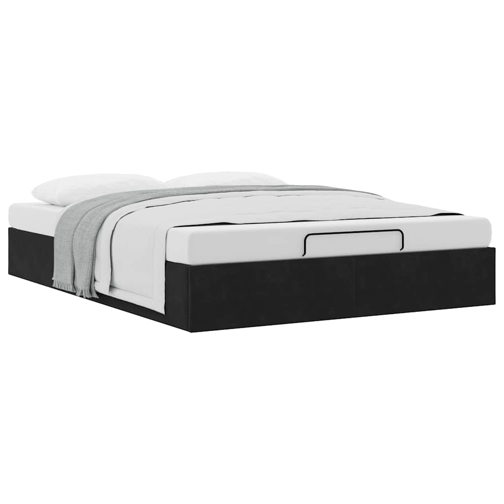 Ottoman Bed Without Mattress Black 140x200 Cm Velvet