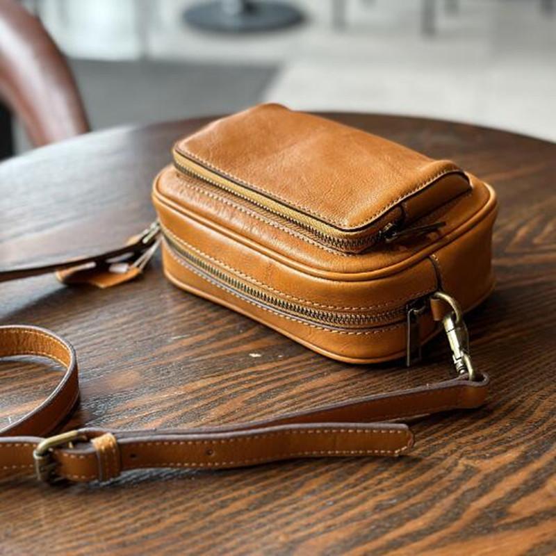 Fashi Leather Camera Bag Female 2026 Summer New Small Square Bag Cowhide Casual Single Shoulder Crossbody Head Layer Cowhide