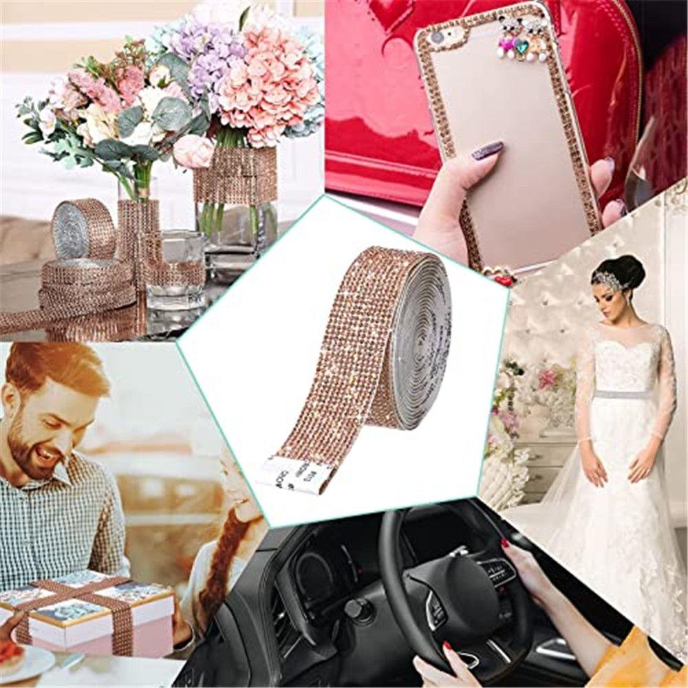 1 Yard Colorful Arts Crafts Phone Decoration Diamond Ribbon Self-Adhesive Rhinestone Trim Tape Glitter