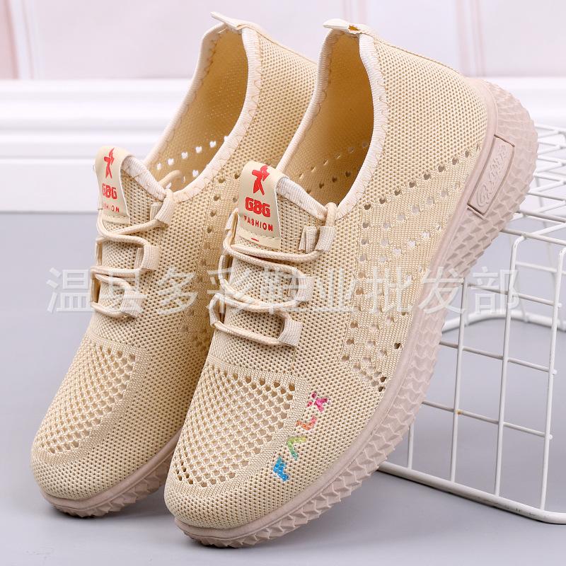 

True fly-woven women s mesh shoes, summer breathable mesh fly-woven women s single shoes, lightweight lace-up sneakers 40