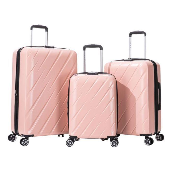 Set of 3 Expandable Suitcases - 100% ABS - LYS Paris 350/3 - Rose Gold