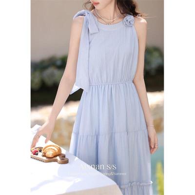 Luxiangnan Women's French Halterneck Cami Dress