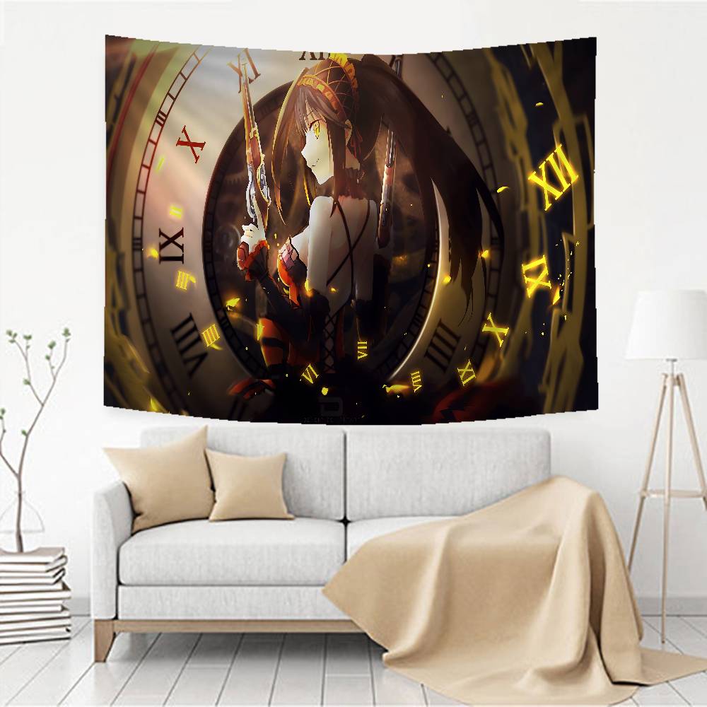 Tokisaki Kurumi Cartoon Printed Large Wall Tapestry Art Science Fiction Room Home Decor Decor Blanket
