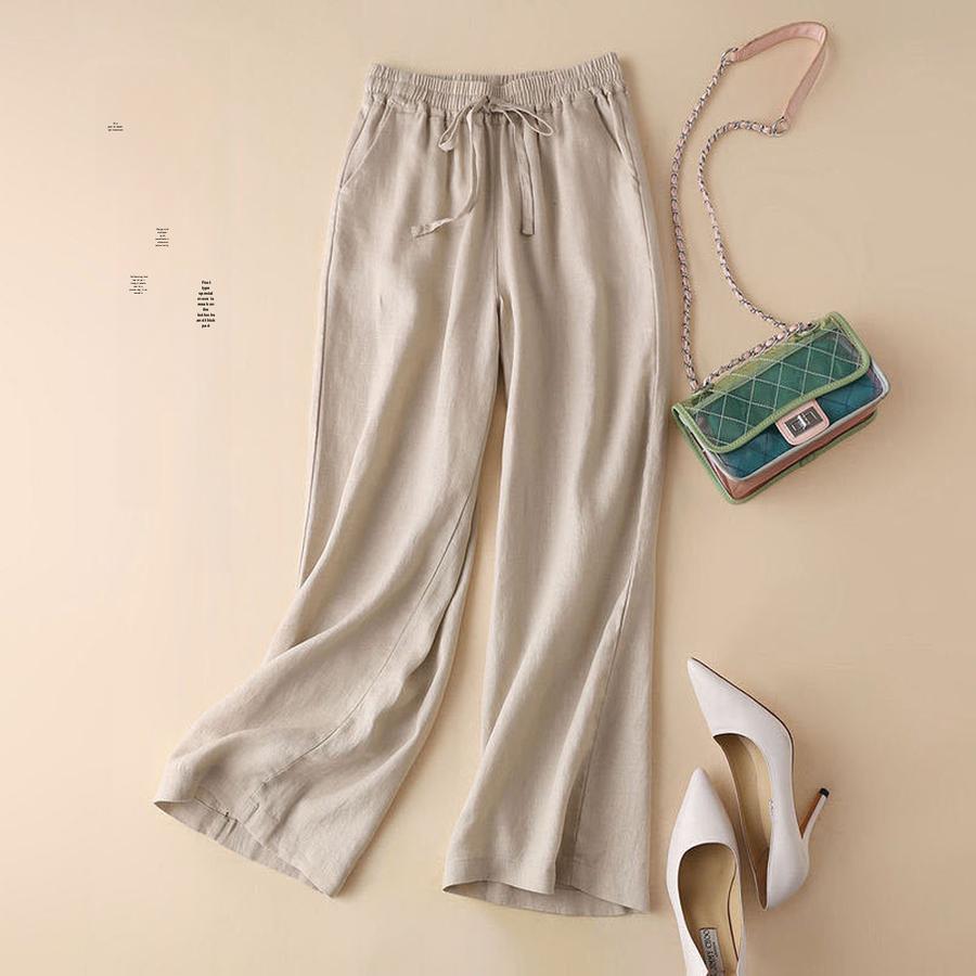 Wide Leg Cotton Linen Pants Women High Waist Spring Autumn New Style Loose Fit Slimming Breathable Plus Size Casual Straight Leg Pants