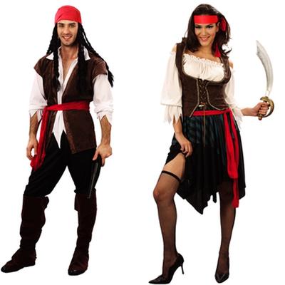 Piraatkostuums voor Vrouwen Mannen Volwassenen Halloween Mannelijk Kapitein Jack Sparrow Kostuum Pirates of the Caribbean Cosplay Kledingset
