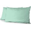 Set of 2 Pillowcases - - Microfiber 82 G - 50 X 70 Cm - Water Green