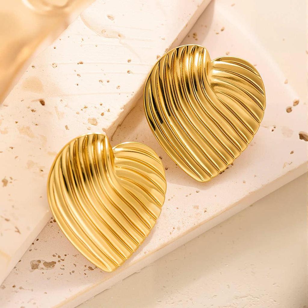 Geometric Irregular 18k Gold Titanium Steel Earrings for Women