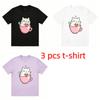 Cartoon Shy Loving Mouse Print Women's T-Shirts Summer Fashion Street Outdoor Casual T-shirt Tops for Men's and Women's Tees Top
