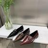 Fashion New Women's Luxury Black and Red Single Shoes Fashionable Pointed Toe Buckle Design Women's Leather Low Top Shoes Mary Jane Shoe