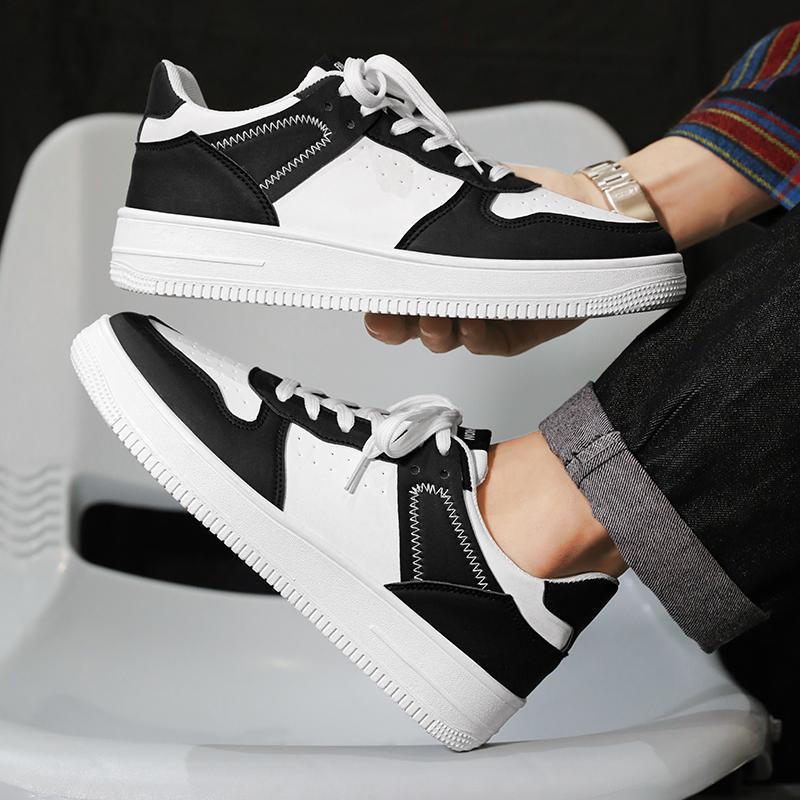 Pánské tenisky Neformální sportovní obuv pro muže Lehká PU kůže prodyšná obuv Pánské ploché bílé tenisky Zapatillas Hombre