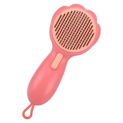 AINetJP Premium Pet Brushing Brush for Removing Loose Hair and Tangles, One-Push Type, Suitable for Dogs and Cats (Pink)