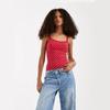 Women's Sleeveless Cami Top Round Neck Sexy Style Tank Top Polka Dot Print Knit Slim Crop Camisole Summer Casual Outfit