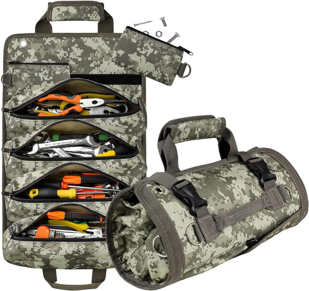 Tool Bag Organizers - Small Tool Bag With Detachable Pouches , Heavy Duty Roll Up Tool Bag Organizer With 6 Tool Pouches