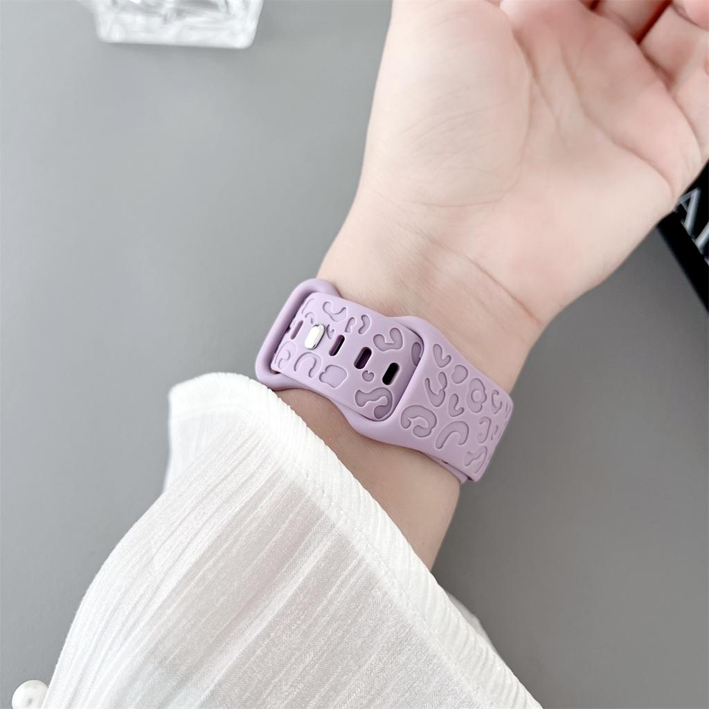 20mm 22mm Leopard Engraved Band for Samsung Galaxy Watch 6 5 4 40mm 44mm Gear S3 Silicone Cute Strap 6Classic 43mm 47mm Active 2