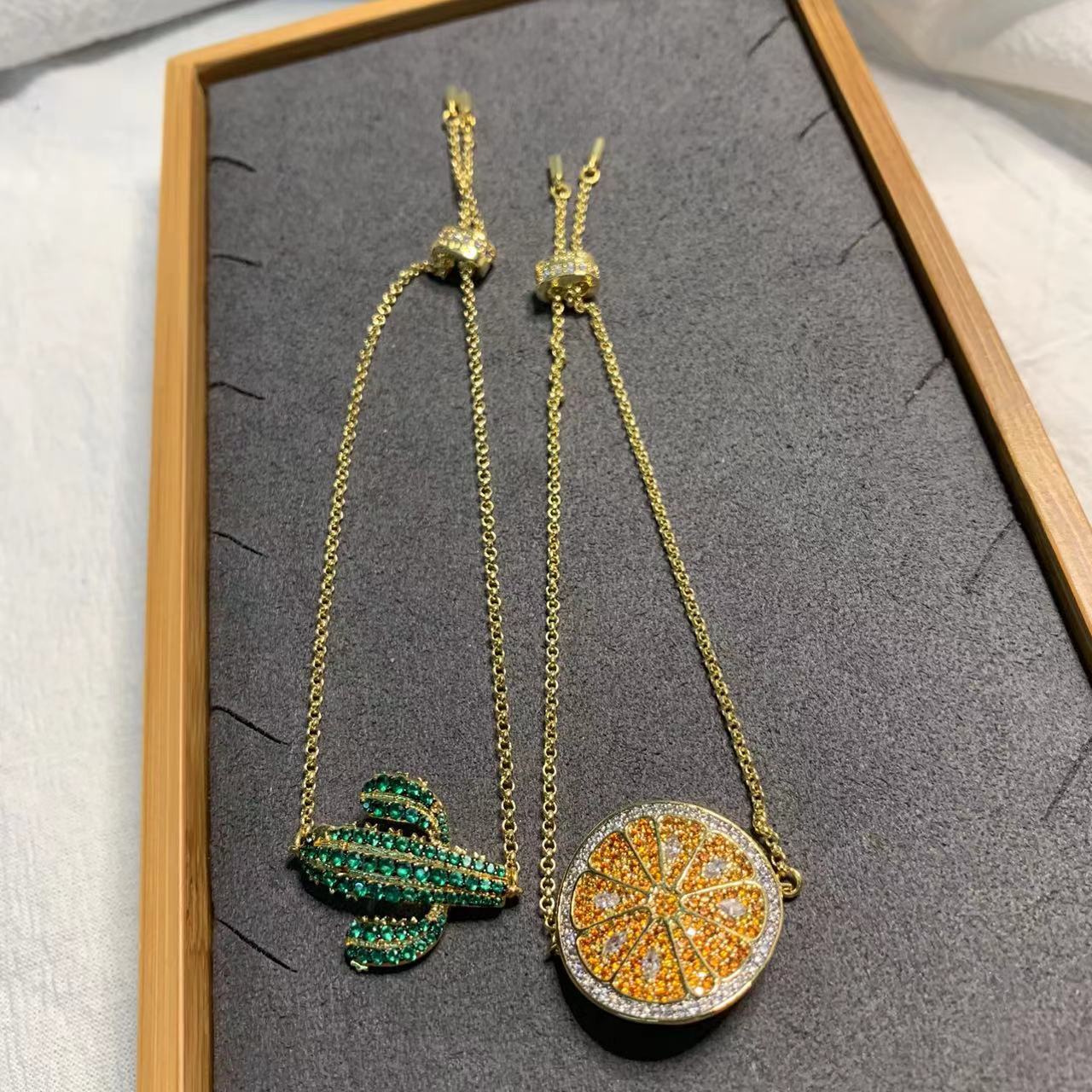 

Модный оранжевый браслет, регулируемый браслет кактус, позолоченный персонализированный веселый браслет