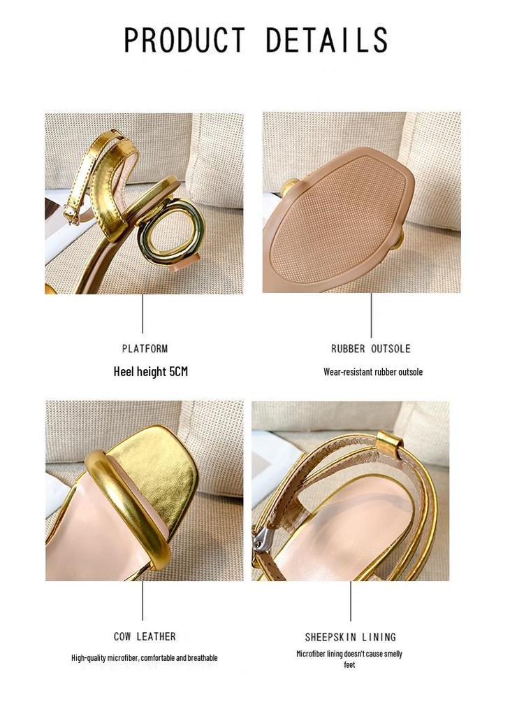 2026 Summer Mid-Heel Sandals: Versatile Single Strap Fashion for Women in Europe & America