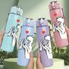 1PC Dog Kiss Paw Heart Sketch Print 750ml Color Plastic Sports Water Bottle Leakproof Flip Straw Lid Suitable for Sports Office Home Use