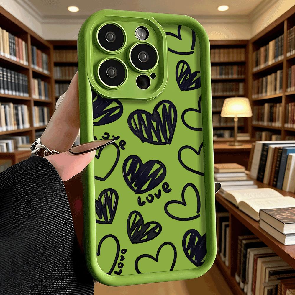 Black Hearts with Love Text Phone Case for iPhone 17 16 15 14 13 12 11 Pro Max Plus Anti Scratch, Gel Flexible Protective