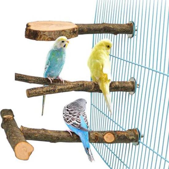 Pack of 3 Apple Wood Bird Perch Cage, Natural Wood Parrot Perch