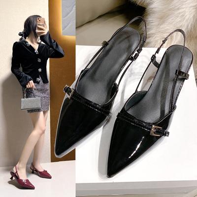 Sandalen Temperament Französische High Heels Damen Schlanke Absätze Kombiniert mit Röcken, Kleiner Duftender Stil Einzelne Schuhe