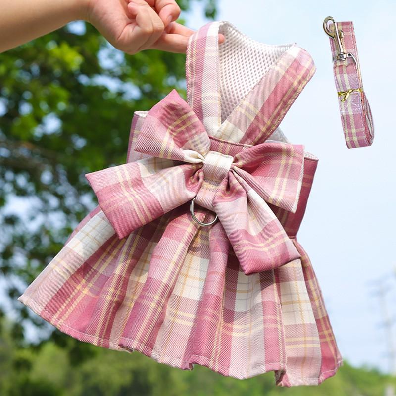 Pet Dog Harness With Skirt Design Small Breeds - Adjustable Chest Belt Leash Teddy Pomeranian