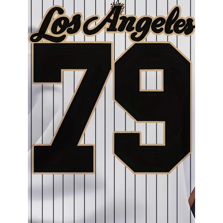 Sportbekleidung 79 Buchstaben Gestreift 3D-Druck Rundhals Kurzarm T-Shirt für Damen Atmungsaktiv Polyester Stretch Bequem für Alltag