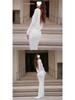 Elegant European & American Women's Backless Long Sleeve Evening Gown - Autumn/Winter Collection