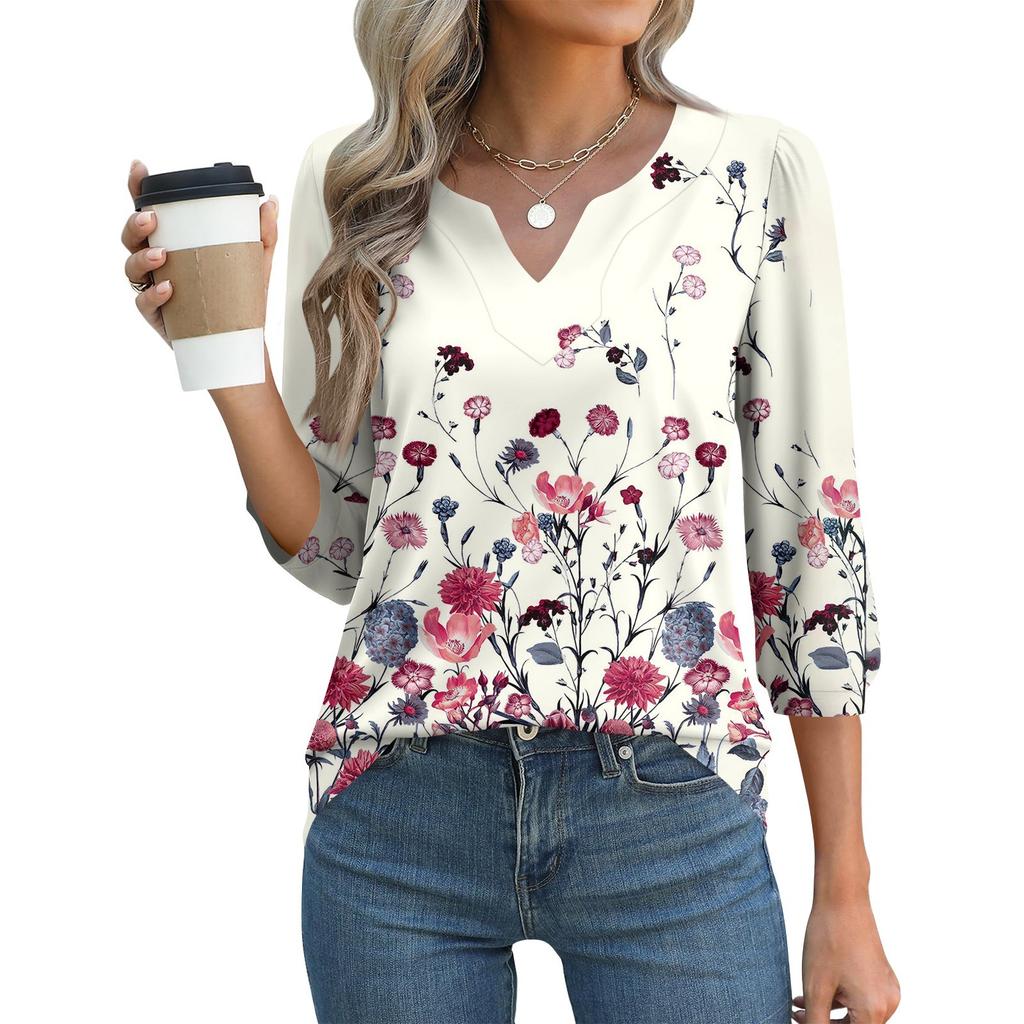Women's 3/4 Sleeve Shirts Graphic Tees Shirts Casual Basic Tops Pullovers