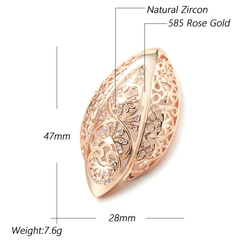 Unusual Hyperbole Hollow Flower Big Pendant For Women Fashion  Rose Gold Color Natural Zircon Necklaces Vintage Jewelry