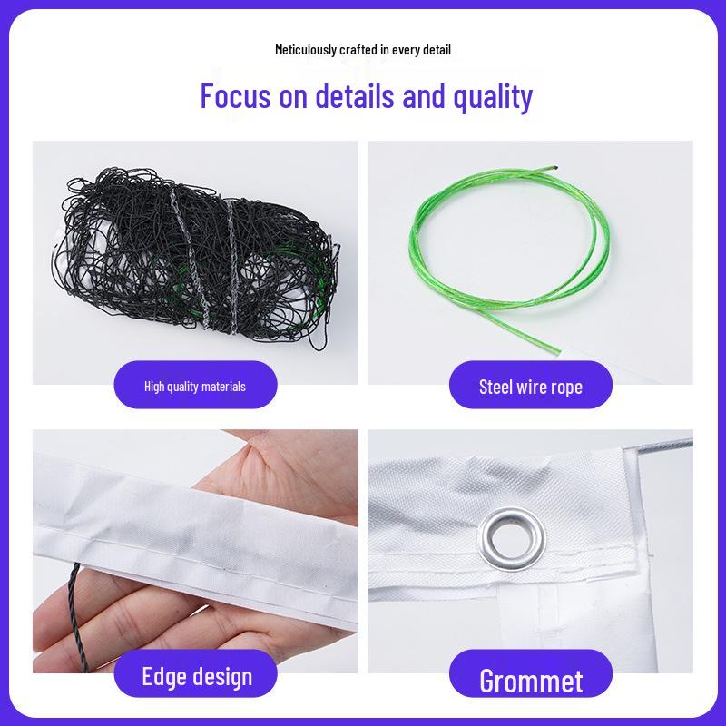 Portable Knotted-Edge Volleyball Net: Ideal for Competitive Beach and Outdoor Training Net чёрный
