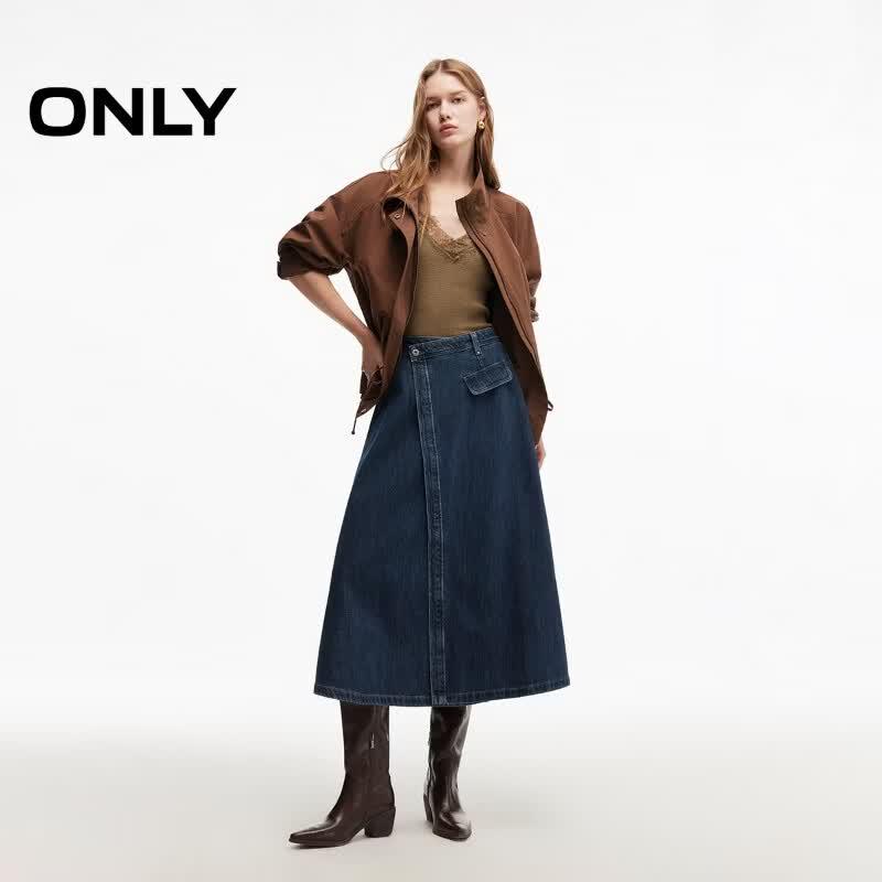 Only Women's High-Waist A-Line Cotton Denim Skirt
