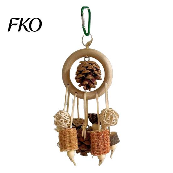 Parrot Biting Toy Chew Toy, Pine Cone Corn Cob Bird Rattan Ball Cage Accessories for Conure Foraging Parakeet Cockatiel Budgie
