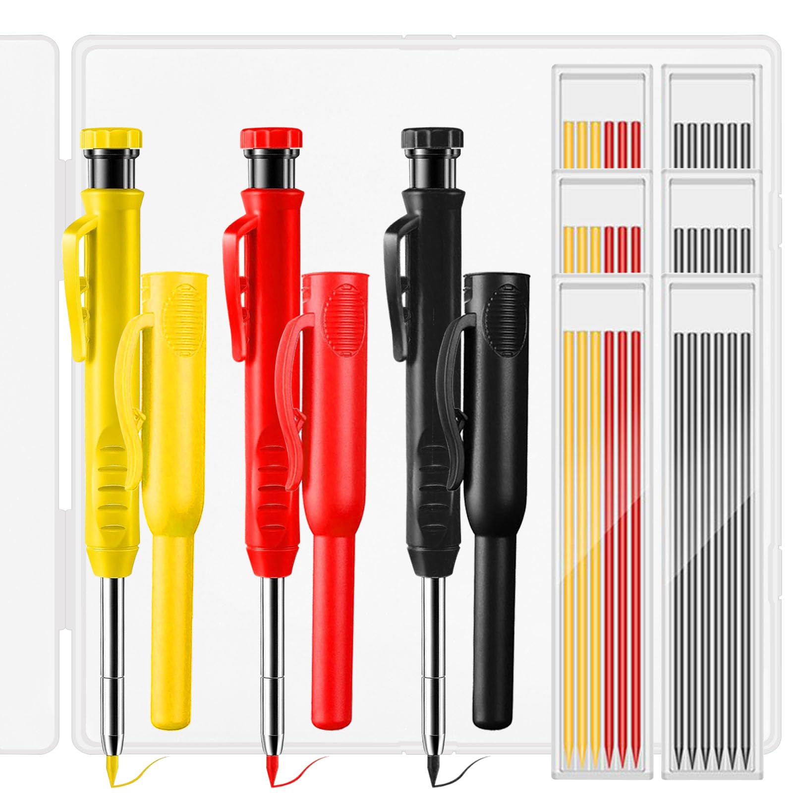 

3 Плотник BetterJonny Архитектурный Механический Угольник Механический 36 Стержней в 3 Цветах 3 Защитный Маркировочный Инструмент для Желтых Механических Карандашей, Карандаш,