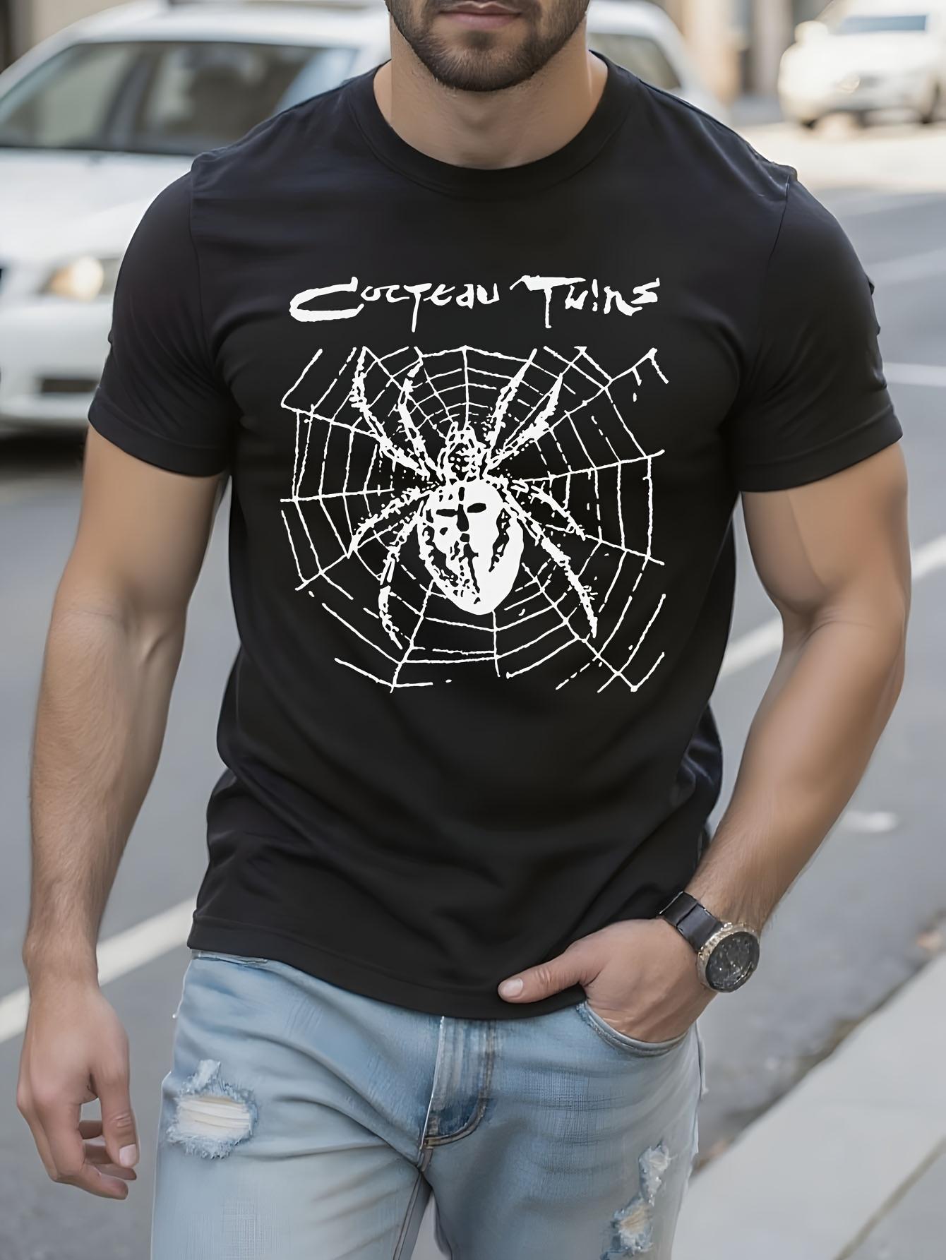 Heavyweight Cotton Tshirt Gothic Spiderweb Graphic Tee Ex... M