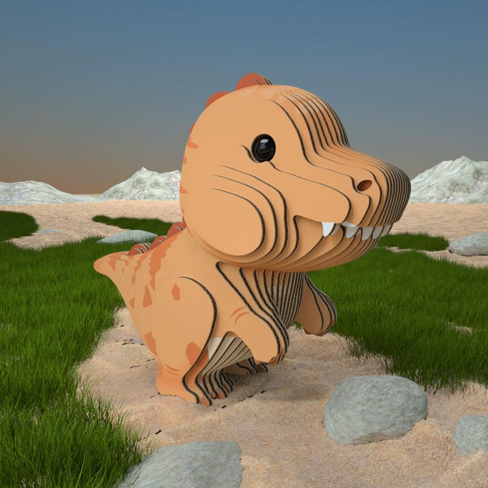 Dinosaur 3D Puzzle For Kids Diy Creative Cardboard Animal Model Triceratops Assembly Toy Room Decor Birthday Gift
