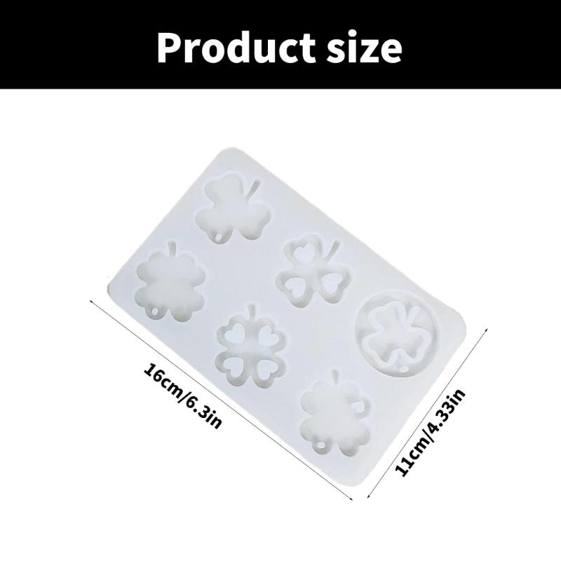 Holiday 6 Cavities Shamrocks Silicones Molds for Patricks Day Irish Theme Molds Keychain Pendant Jewelry Making Moulds