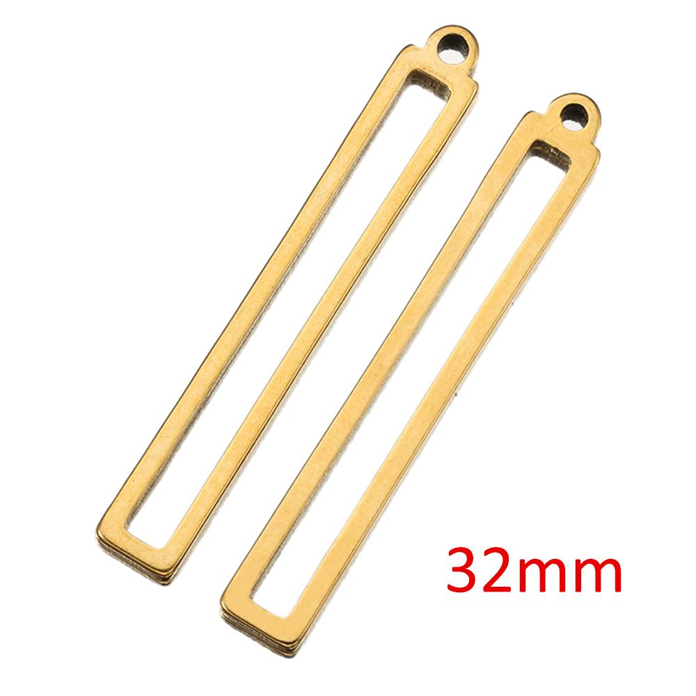 No Fade 10pcs 32mm Stainless Steel Hollow Rectangle Frame Charms Pendants for Earrings Necklace DIY Jewelry Making Wholesale