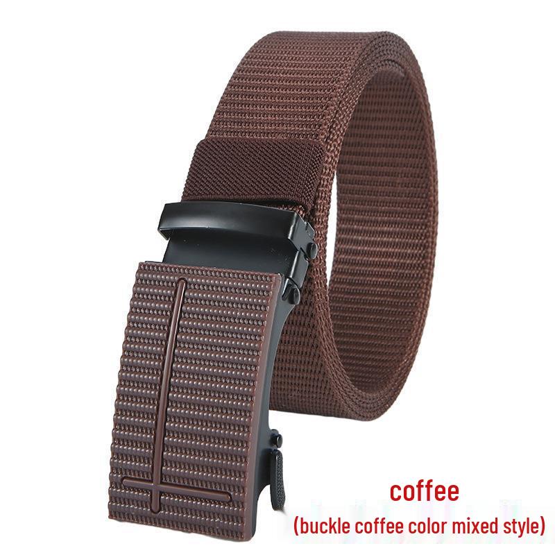 

Men s Eco-Friendly Nylon Tactical Belt with Automatic Buckle - Casual & Versatile Canvas Woven Design for Outdoor Sports 125 CM with Buckle